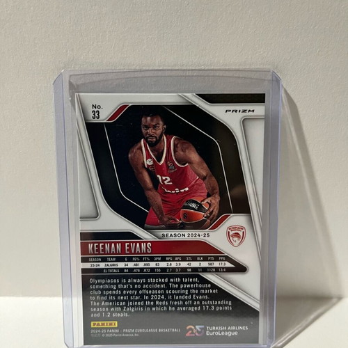 Euroleague Keenan Evans silver card like new