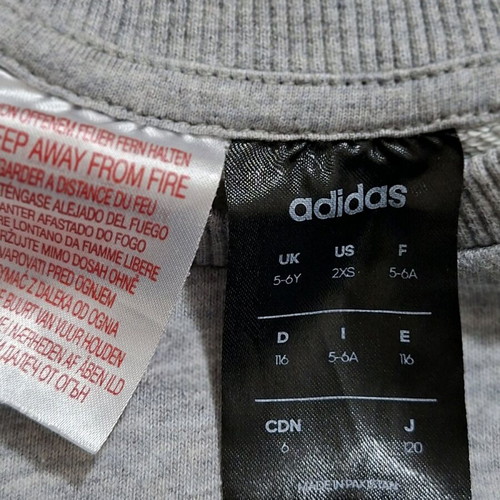 Adidas sweatshirt for girl 5-6 years like new, grey