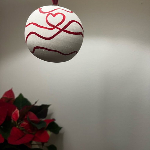Christmas ceramic ball new with red thread