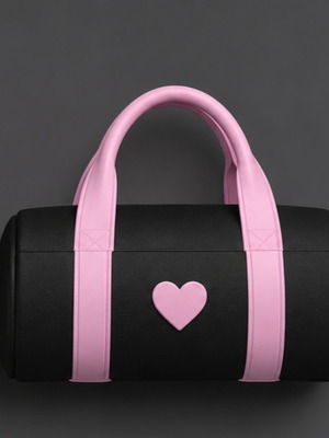 3D printed PETG-CF gym bag keychain, pink and black