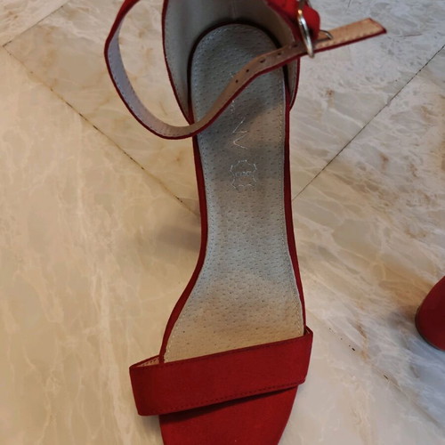 Red suede-style sandals like new, size 41