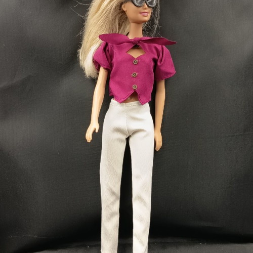 Fashion doll clothes set with pants, blouse and shoes