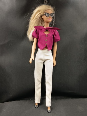 Fashion doll clothes set with pants, blouse and shoes