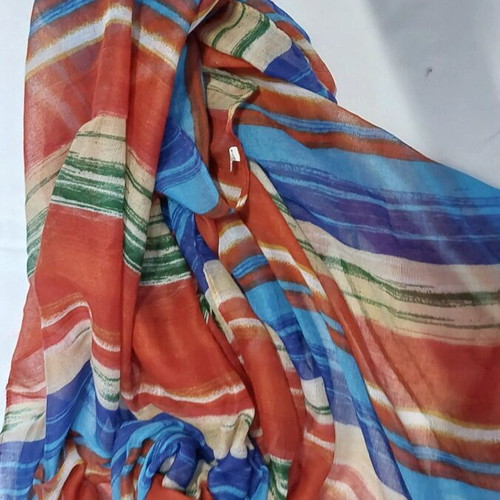 Striped pashmina 200x73cm new, multicolored, thin with vivid colors