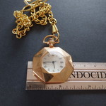 Gold-Plated Pocket Watch like new with chain, battery operated