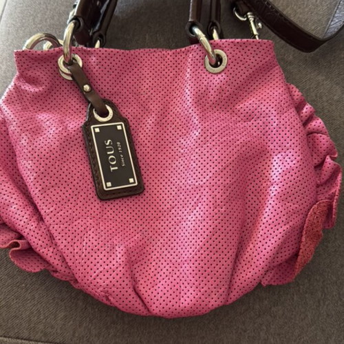 Tous small handbag with two handles and long strap, pink, new