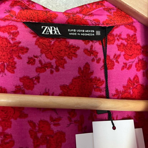 Zara women's short dress new, size S, red and pink