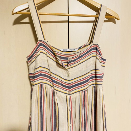 Zara Boho Maxi Dress striped, like new, cotton linen, size M