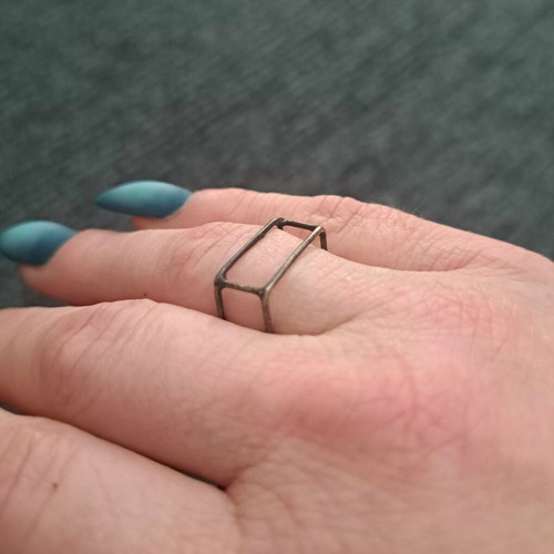 Silver ring 925 handmade geometric architectural design like new