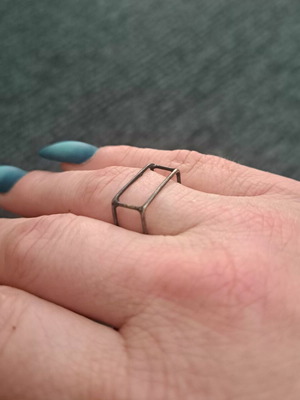 Silver ring 925 handmade geometric architectural design like new