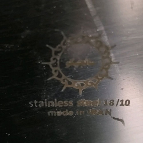 Inox serving tray from Iran like new with bronze handles and feet