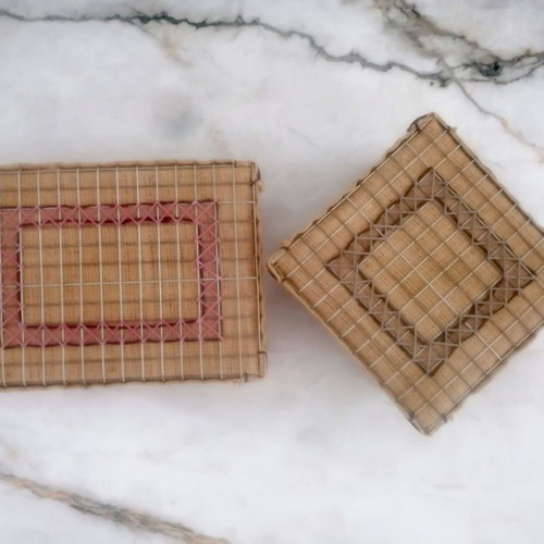 Handmade storage boxes 2 unused, wire and burlap