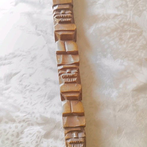 Vintage decorative wooden wall spoon 69 cm, Boho Tiki style