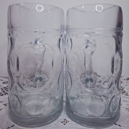 Beer mugs 1 litre, set of 2, transparent