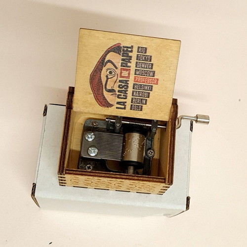 Bella Ciao music box new, wooden with metal crank