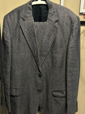 Linen suit New Company gray, new, slim fit trousers