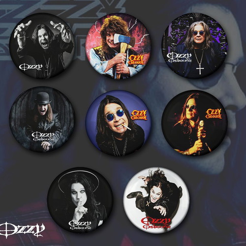 Ozzy Osbourne pin set new, 8 different designs 3 cm