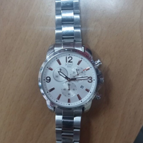 Point Watch wristwatch used, silver color, needs battery