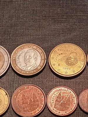 Spanish euro coin series used, minted 1999