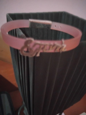 Silver bracelet with the name Eleni, pink, used