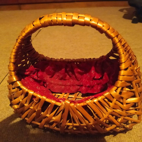 Wicker basket used, Little Red Riding Hood style with fabric
