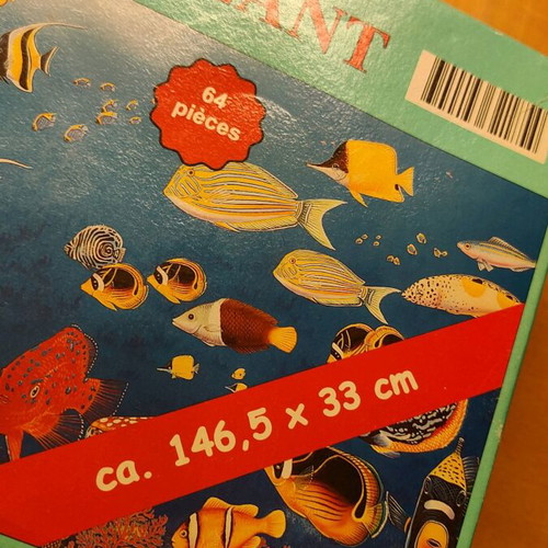 Puzzle 64 pieces with sea fish elongated shape, like new