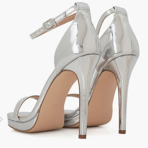 Bozikis women's silver sandals like new with thin high heel 11.5 cm