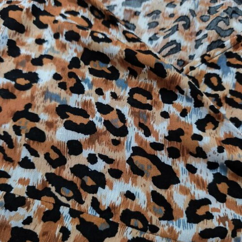 Leopard long dress like new, beige and brown, wrap style