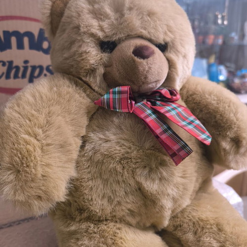 Large teddy bear with scarf like new, classic Teddy Bear