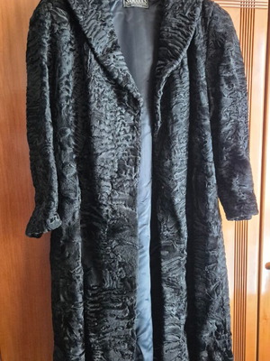 Swakara astrakhan long coat black like new, size L