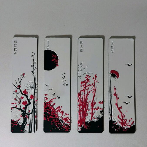 3D Printed Hueforge Japan Red Blossoms Bookmarks new