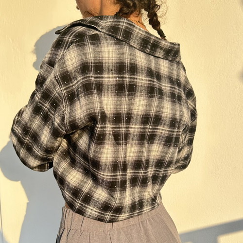 Checked shirt with rhinestones, medium large