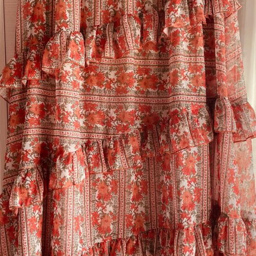 Vassia Kostara long skirt with ruffles, size M, like new, multicolor