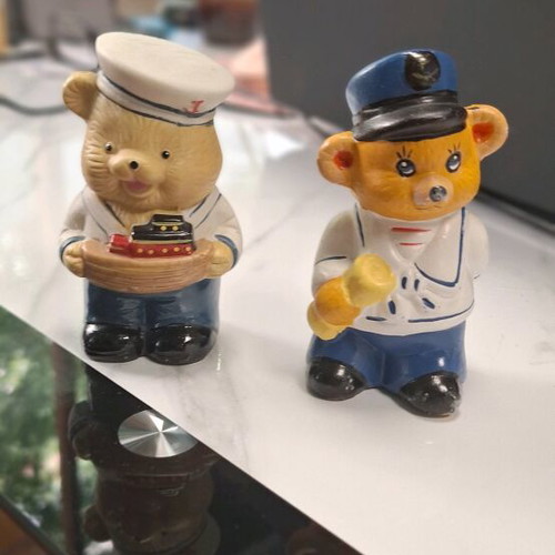 Decorative ceramic sailor teddy bears set like new