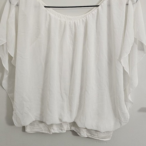 Summer blouse with loose sleeves, like new, white, size S