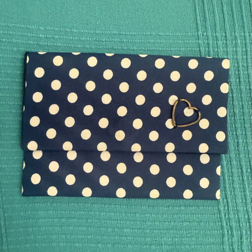 Handmade Wallet polka dot like new, white and blue