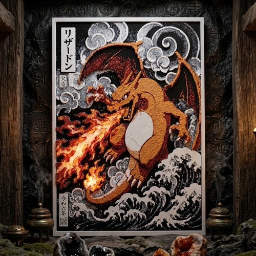 Charizard 3D embossed art print new, Japanese style
