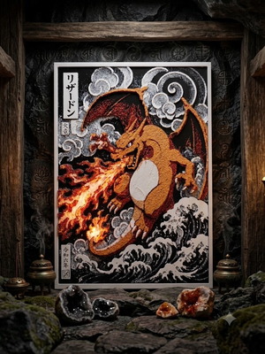 Charizard 3D ανάγλυφος πίνακας καινούργιος, ιαπωνικό στυλ