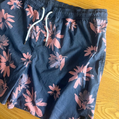 Vintage swim shorts 3XL like new, floral pattern, grey and pink