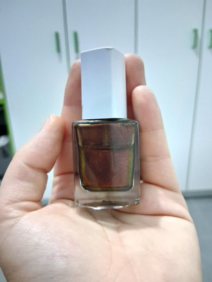Brown shiny nail polish used