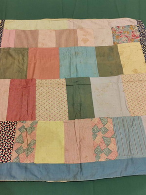 Tablecloth used, various pieces, lined fabric, 1920s era