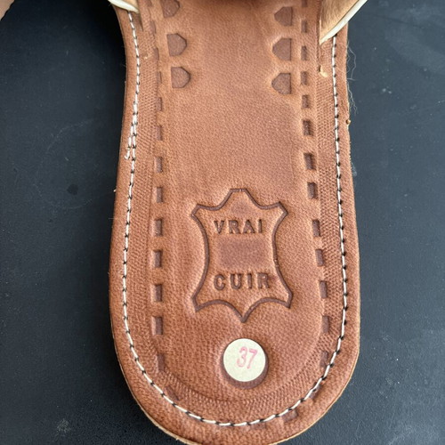 Leather sandals new with embroidered eye design size 37