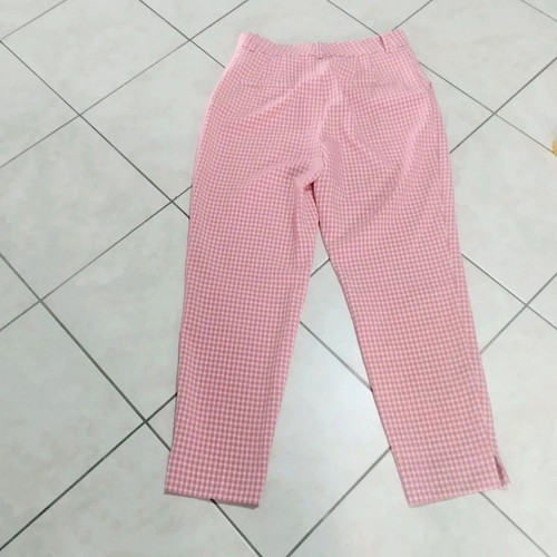 Zara pants carreaux vichy dusty pink M ankle length like new