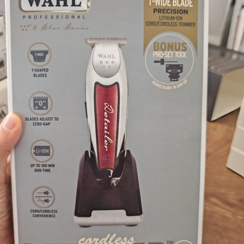 Wahl Cordless Detailer Li trimmer with adjustable T-blade, new