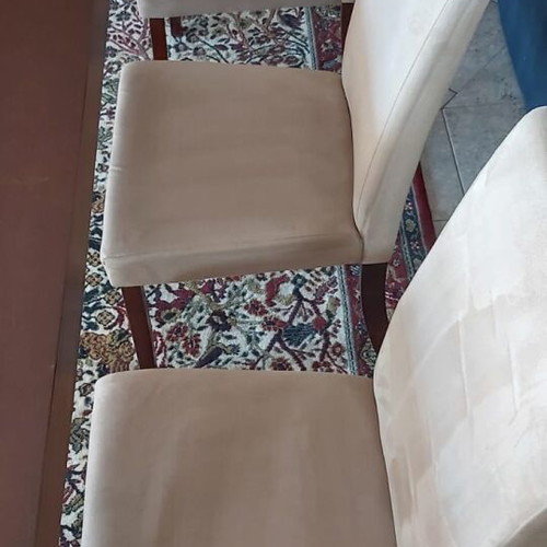 Solid wood dining set with six extendable chairs