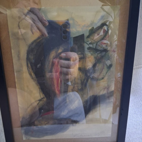 Painting "Γυμνο" framed 20×26cm, like new, signed