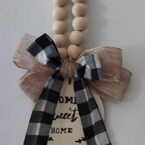 Handmade Home Sweet Home wooden and burlap decoration