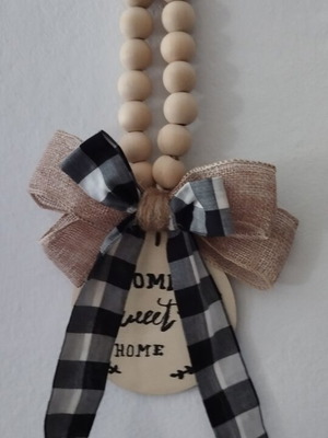 Handmade Home Sweet Home wooden and burlap decoration
