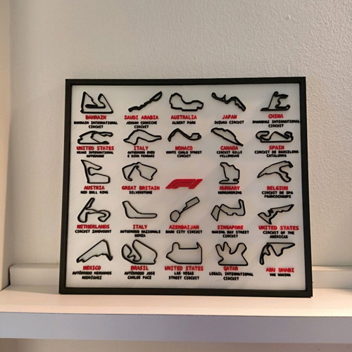 Formula 1 3d embossed tracks in frame 22x20 cm