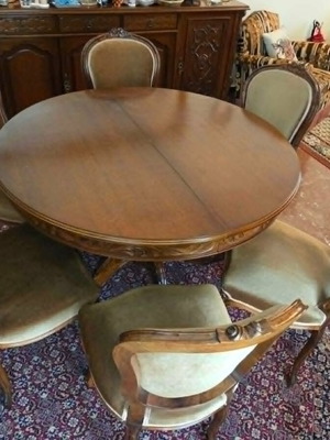 Τραπεζαρία ροτόντα vintage σκαλιστή με 6 καρέκλες σαν καινούργια